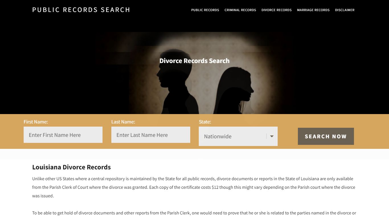 Louisiana Divorce Records | Enter Name and Search | 14 Days Free
